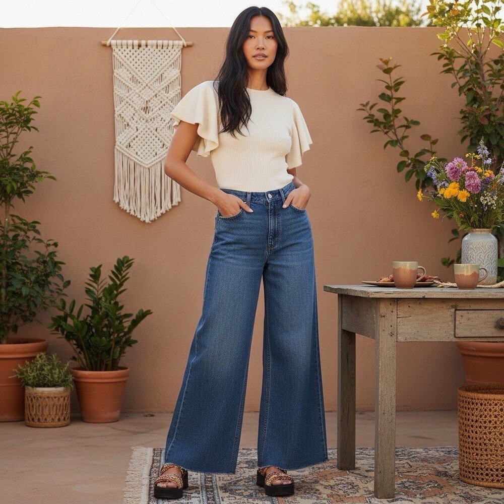 Rag & Bone Jeans Womens 28 Blue Sofie High Rise Ultra Wide Leg Stretch Baggy Y2K